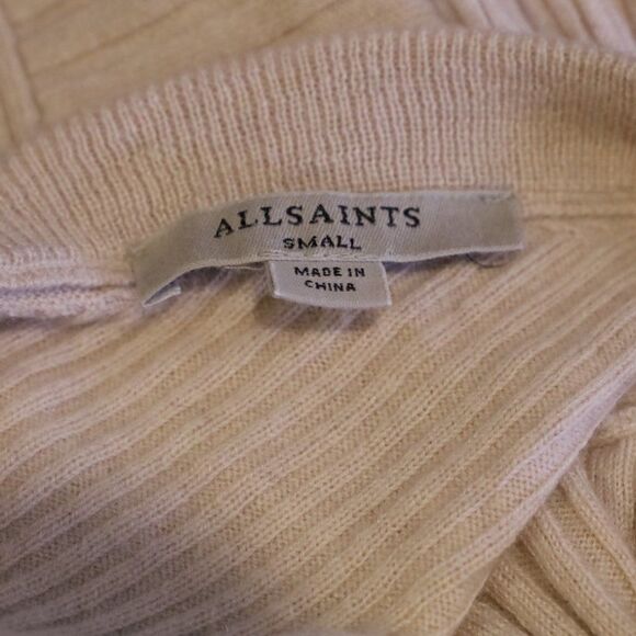 All Saints 100% Merino Wool Keld Asymmetric V-Neck Sweater Sz S - Picture 4 of 5